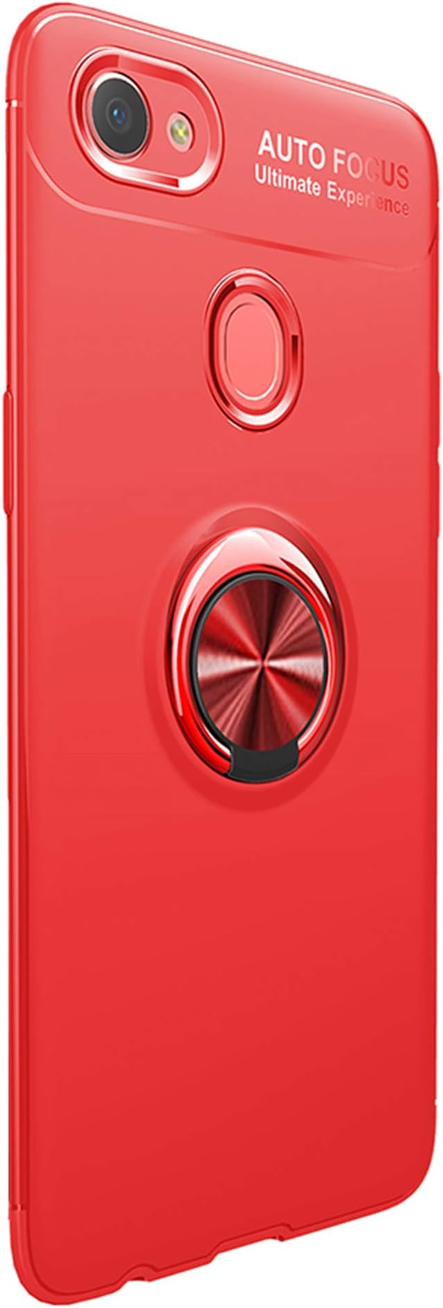 Dylc Oppo F7 Case with Metal Ring Kickstand, TPU Full Protection Shock Absorption Heat Dissipation Thin Rugged Armor Magnetic Phone Case for Oppo F7(Red)