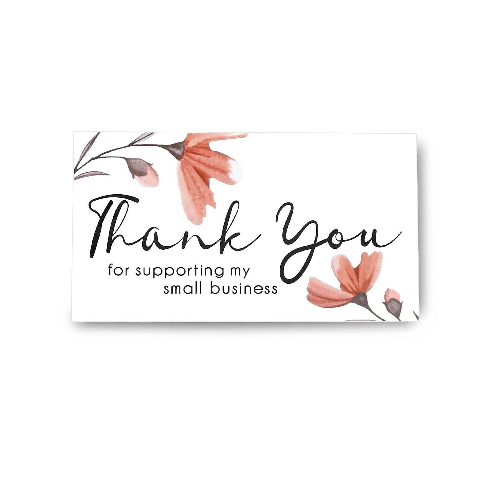 SAVITA 100Pcs Thank You for Supporting My Small Business Cards, Small Thank You Floral Cards for Online, Retail Store, Handmade Goods, Gift Shop Package Inserts (2x3.5 Inch)