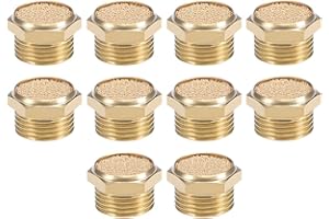 uxcell 3/8 PT Sintered Bronze Exhaust Muffler with Brass Body Flat 10pcs