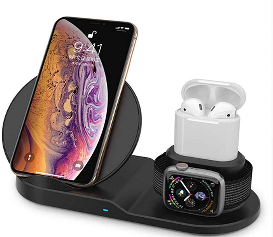 JINRU Wireless Charger,3 in 1 Wireless Charging Stand for Apple Watch,Charging Station,Fast Dock for All Qi Phones
