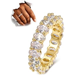 LOLIAS 14K Gold Plated Rings for Women Engagement Eternity Wedding Bands | Non Tarnish Love Promise Rings for Her Cubic Zirco