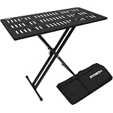 STRICH Portable DJ Table Stand, X-Style Heavy Duty Audio Mixer Controller Stand for Laptop, MIDI Keyboard, Synth and Turntable, Foldable Tabletop Music Workstation for Live Gig and Studio