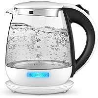 電気ケトル 2019令和元年最新改良版 電気ポット 電気やかん 湯沸かしケトル 770W 急速沸かし ガラス製 電気ケトル 耐熱性＆耐酸性 ホウケイ酸ガラス 電気ポット 目盛付き 透明でシンプルな電気やかん 自動的な電源切り 湯沸かしケトル 1L大容量 電気ケトル 断熱ハンドル 安心安全 電気ポット 引越し、結婚式、お祝いに大人気