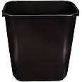 Amazon Basics Trash Can, Rectangular Commercial Office Wastebasket, 7 Gallon (Pack Of 2), Black (Previously AmazonCommercial brand)