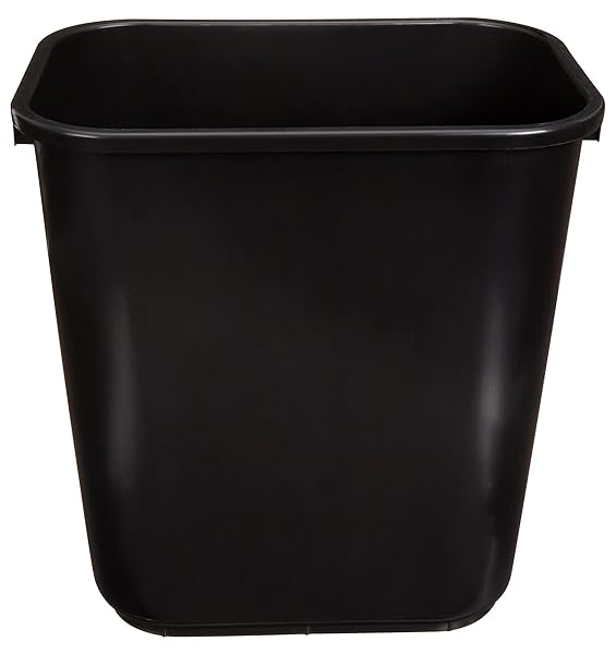 AMAZON BASICS TRASH CAN, RECTANGULAR COMMERCIAL OFFICE WASTEBASKET, 7 GALLON (PACK OF 2), BLACK
