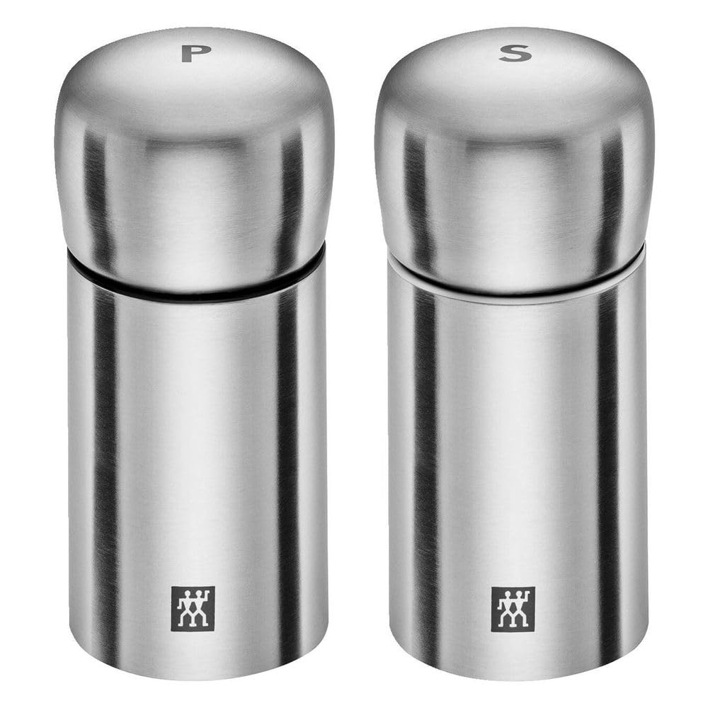 ZWILLING 39500-025-0 Spices Salt and Pepper Grinders, Stainless-Steel, Silver, Set of 2, 5 x 5 x 10 cm
