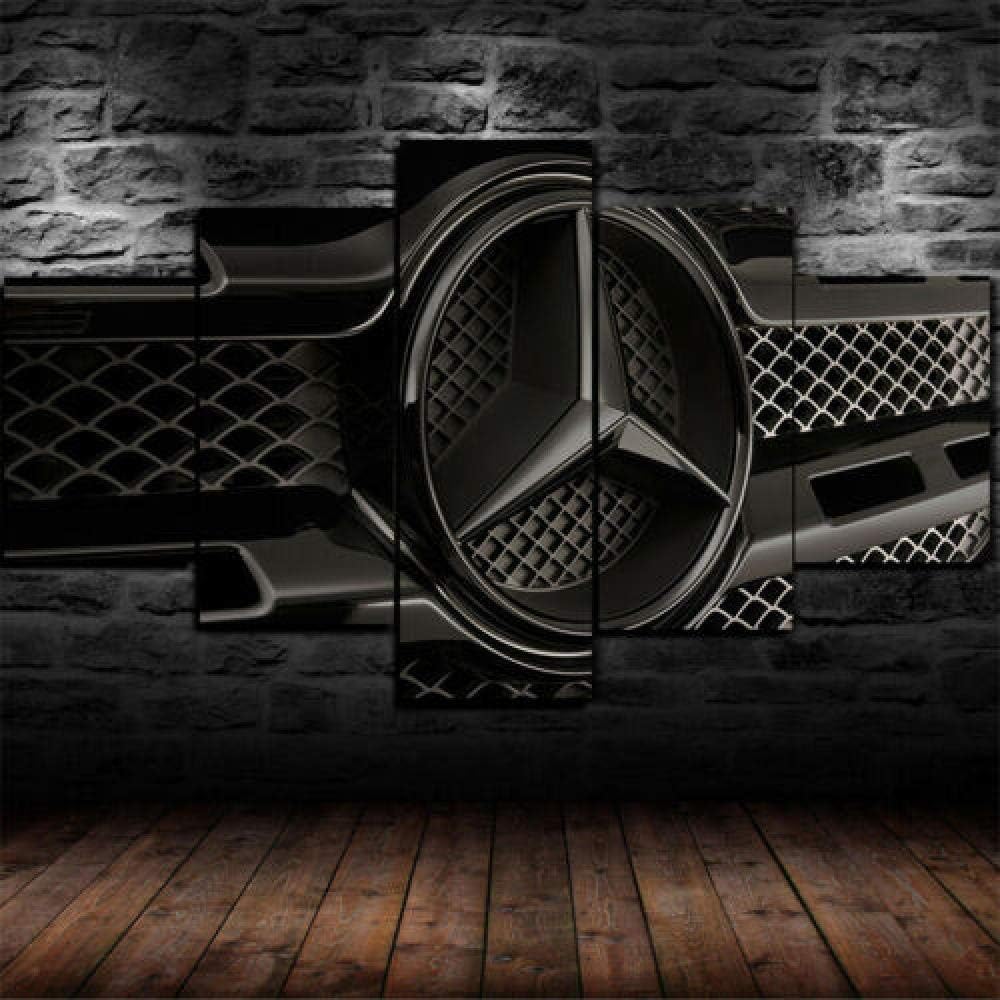 pix Full Hd Mercedes Benz Logo Black Background hgjfg canvas prints xxl 5 pieces