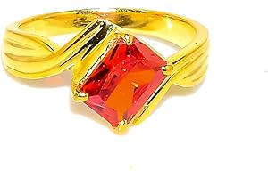Orange Topaz Gemstone Solitaire Stackable Rings For Women & Men | 6 x 8 mm | 925 Solid Silver Band | Radiant Shape Ring | Bes