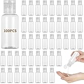 100 PCS 1OZ Travel Bottles with Flip Cap - 30 ml Clear Plastic Travel Size Containers, Portable Leak Proof Squeeze Bottles Refillable Empty Cosmetic Containers for Liquid Shampoo Lotion, Clear