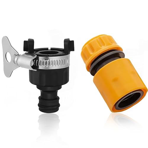 SANTUO Universal Rubber Tap Connector for 16 mm Taps with Quick Release Hose Connector Leakproof Connector for 1/2" Garden Hose in Kitchen Garden Bath Outdoor Indoor