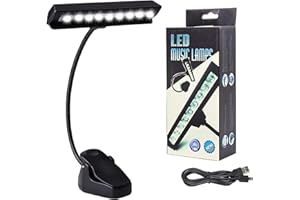 CCHKFEI Music Stand Light, 9 LED Professional Musician Clip On Piano Lights, Adjustable Neck Rechargeable USB Orchestra Light Book Lamp, Great for Piano, Voilin, Orchestra, Podium, Desk and Bed Headboard