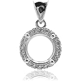 Gryrigns 925 Sterling Silver Pendant Blank Prong Settings 4 Claws Jewelry Base Mounting for Round Cut Faceted Gemstones Stones DIY Handmade Necklace