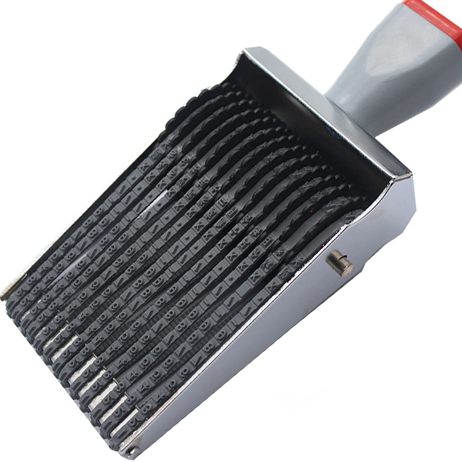 zeng 13-Digit Changeable Alphabet Number & Symbol Rubber Stamp, Gray-Red Multicolor - DIY Rolling Stamp for Business/Office Supplies