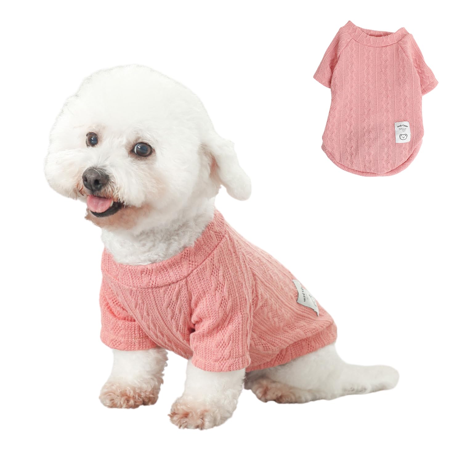 Small Dog Jumper,Dog Autumn/Winter Sweater Pet Knitted Pullover Vest,Cold Weather Pet Warm Clothes Outfits Coat for Cat Puppy Small Medium Dog_XS(Pink)