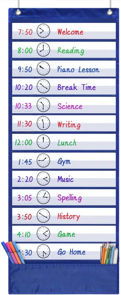 Amazon VNOM Daily Schedule Pocket Chart Class Schedule With 13 1 
