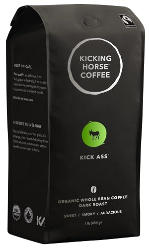 Kicking Horse Coffee, Kick Ass, Dark Roast, Whole Bean, 1 lb - Certified Organic, Fairtrade, Kosher Coffee