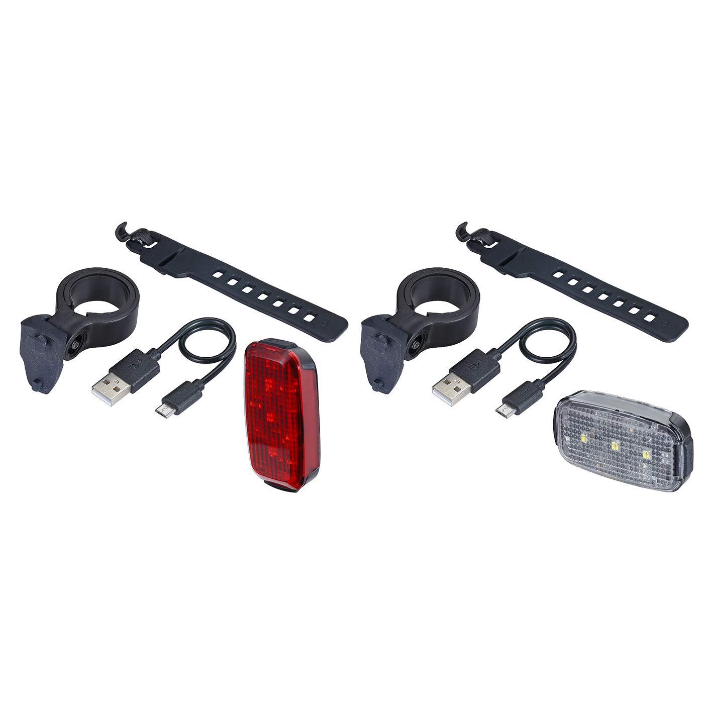 Bbb Cycling Bike Light Spot USB Rechargeable Lightset Front and Rear Waterproof Headlight Taillight | MTB Urban Road 24 Lumen BLS-148, Black, |