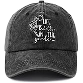 Life is Better in The Garden Hats for Women, Adjustable Cotton Embroidered Gardening Baseball Cap