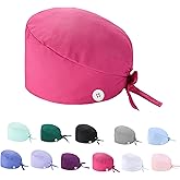 Busnos Nurse Hat Surgical Caps for Women Ponytail Cute Dental Scrub Hats Scrub Cap with Buttons Medical Caps
