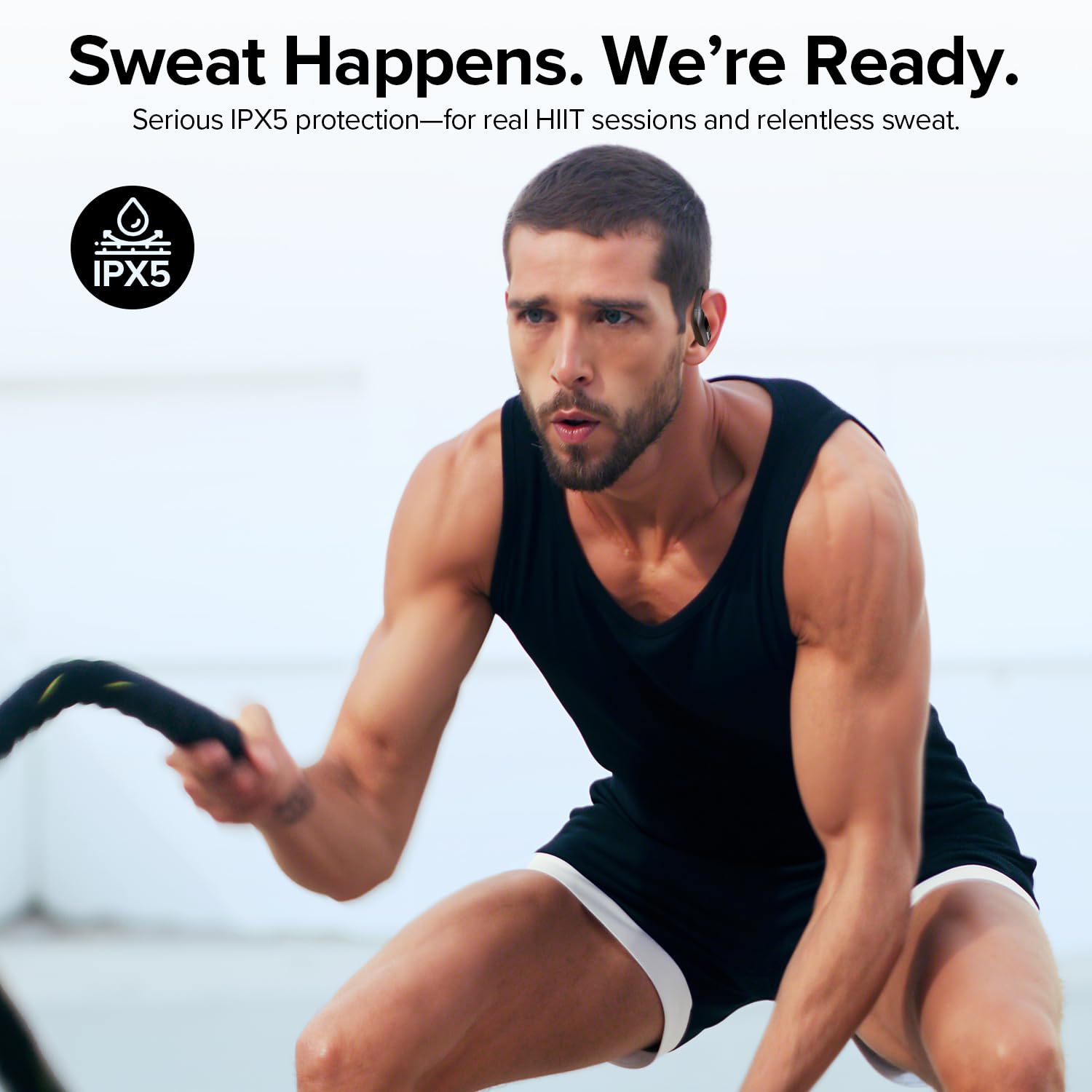 Wireless Sport Earbuds Bluetooth Headphones with Mic 80H Playtime IPX5 Waterproof Ear Buds Deep Bass Earphones Over Ear Headset for Running Gym Workout - Black