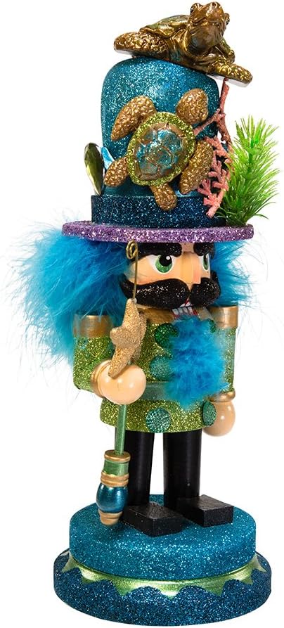 Nutcrackers - Kurt Adler Hollywood Nutcracker with Sea Turtle Hat, 11-Inch,Blue