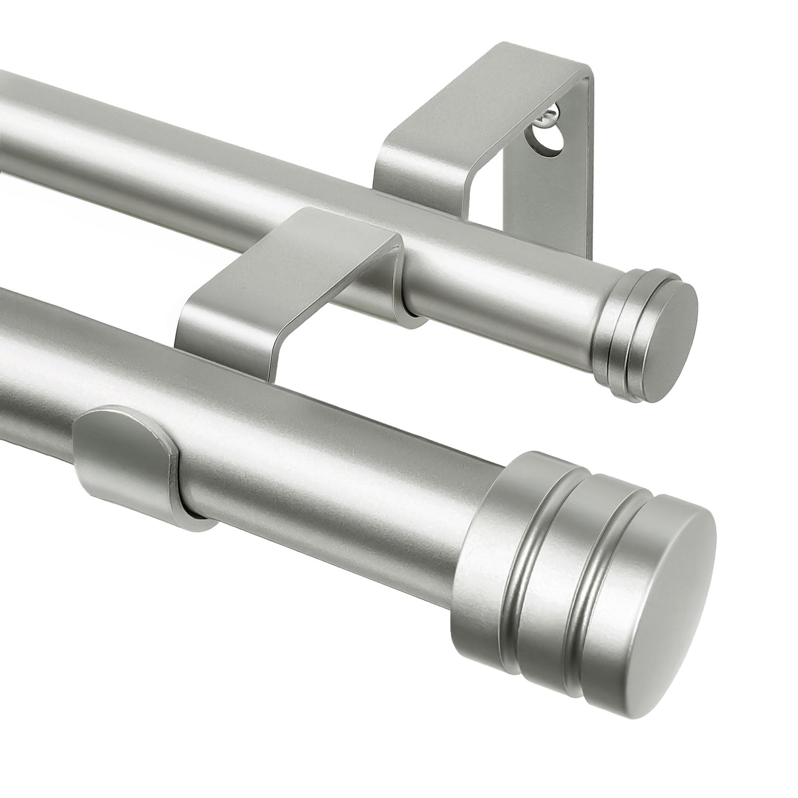 Photo 1 of TONIAL1 Inch Double Curtain Rods for Windows 48 to 84 Inches, Heavy Duty Decorative Drapery Rod 32 to 86 Inches with Classic Cap Finial, Antique Silver