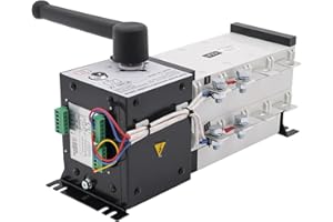 QUSKLISU Automatic Transfer Switch, 250A Industrial Automatic Transfer Switch 110V Dual Power Generator Changeover Switch Support Manual/Auto Adjustment Switch for Hospitals Factories, Black, White