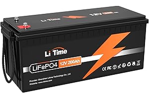 LiTime 12V 200Ah LiFePO4 Lithium Battery with 2560Wh Energy Max. 1280W Load Power Built-in 100A BMS,10 Years Lifetime 4000+ Cycles, Perfect for RV Solar Energy Storage Marine Trolling Motor