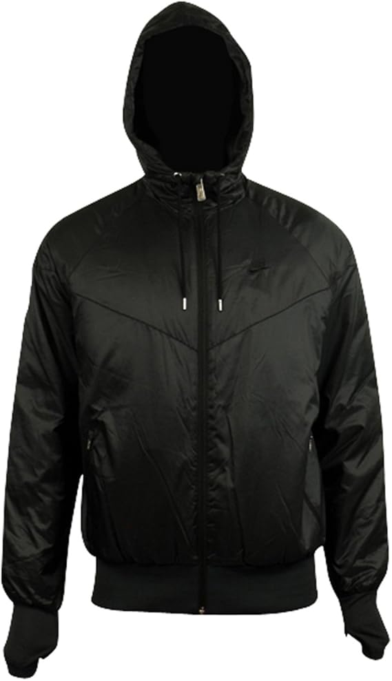 Mens Nike Black Padded Windrunner Windbreaker Jacket Hooded Retro School Coat | eBay