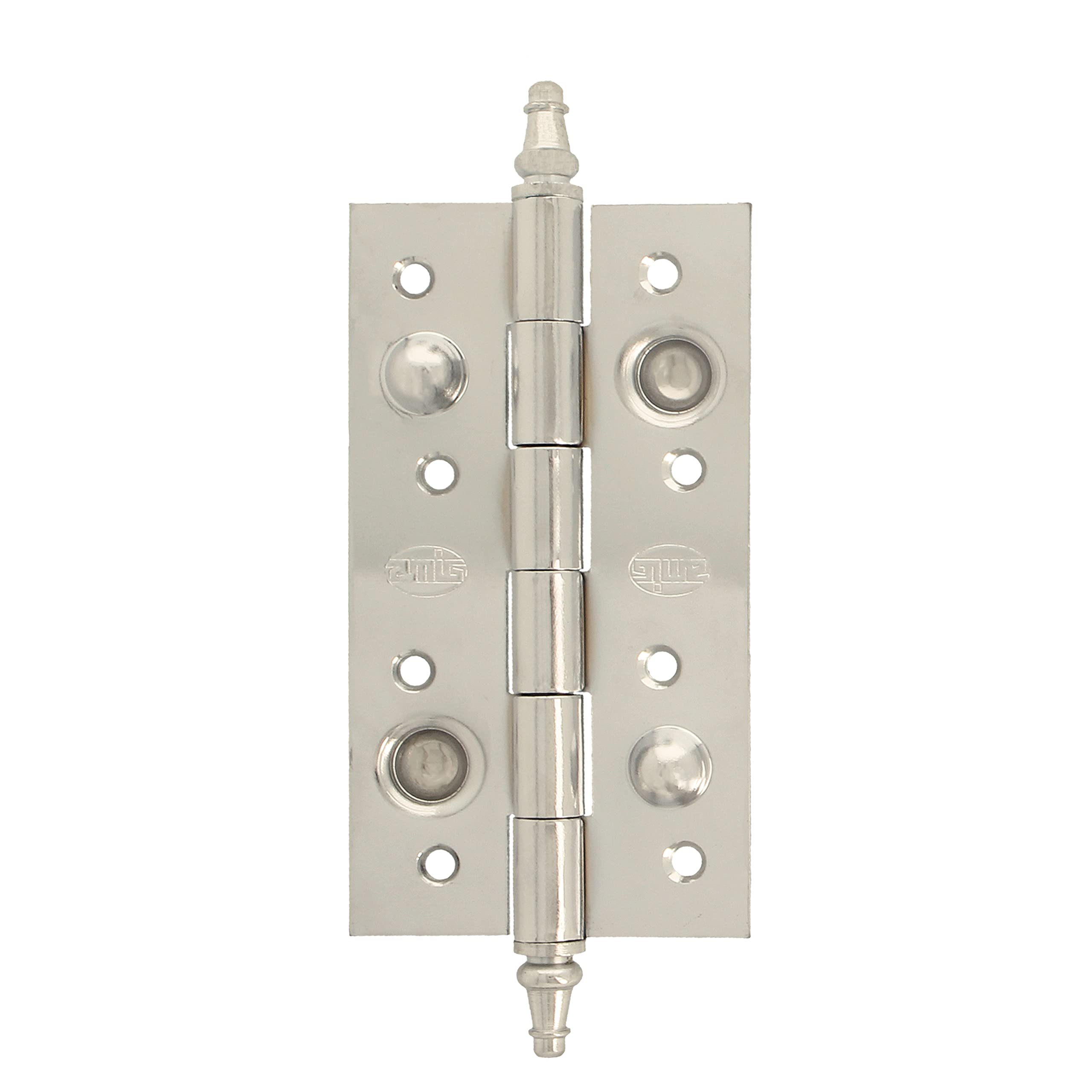 Amig - Safety Hinge | 150 x 82 x 3mm | Square Edges | Decorative Finish | Fixed Entry Doors | Shiny Silver Steel