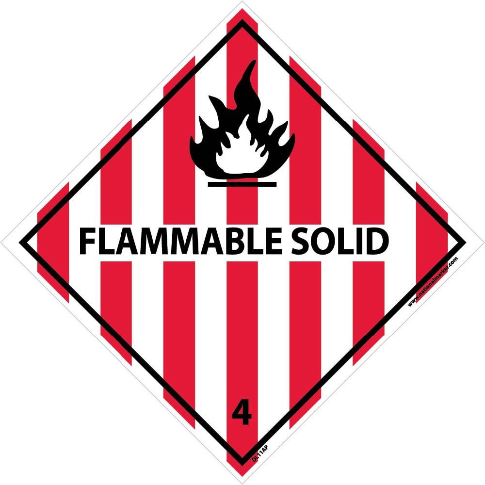 NMC DL11AP Flammable Solid Placard Label [Pack of 25] 4 in. Square