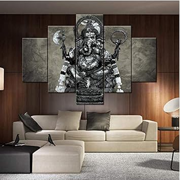 Arte De La Pared Pintura En Lienzo Elefante Dios Estilo Imagenes Para Sala De Estar 5 Paneles Pinturas De Decoracion Moderna 40cmx60cmx2 40cmx80cmx2 40cmx100cmx1 Amazon Es Bricolaje Y Herramientas