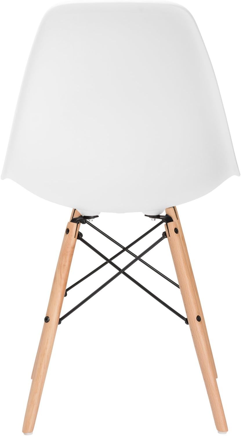 Poly and Bark Modern Mid-Century Modern Side Chair with Natural Wood Legs for Kitchen, Living Room and Dining Room in White - Chairs
