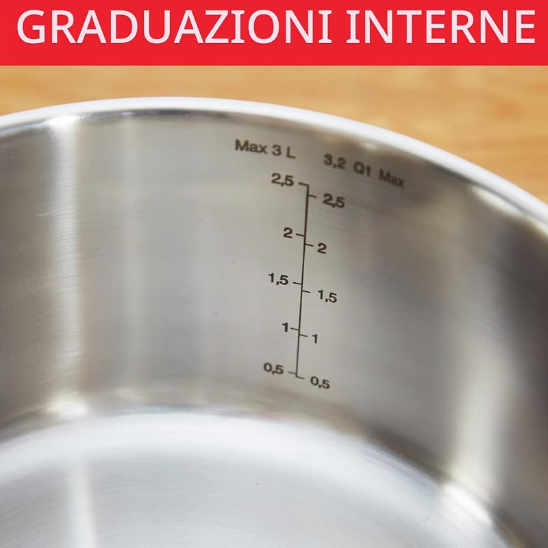 Utensili da cucina 6 pezzi, casseruola 16 cm, Pentole 20/24 cm, Coperchi in vetro, induzione, Acciaio inossidabile 18/10, Garanzia 10 anni, Base 3 strati, Duetto On A705S636