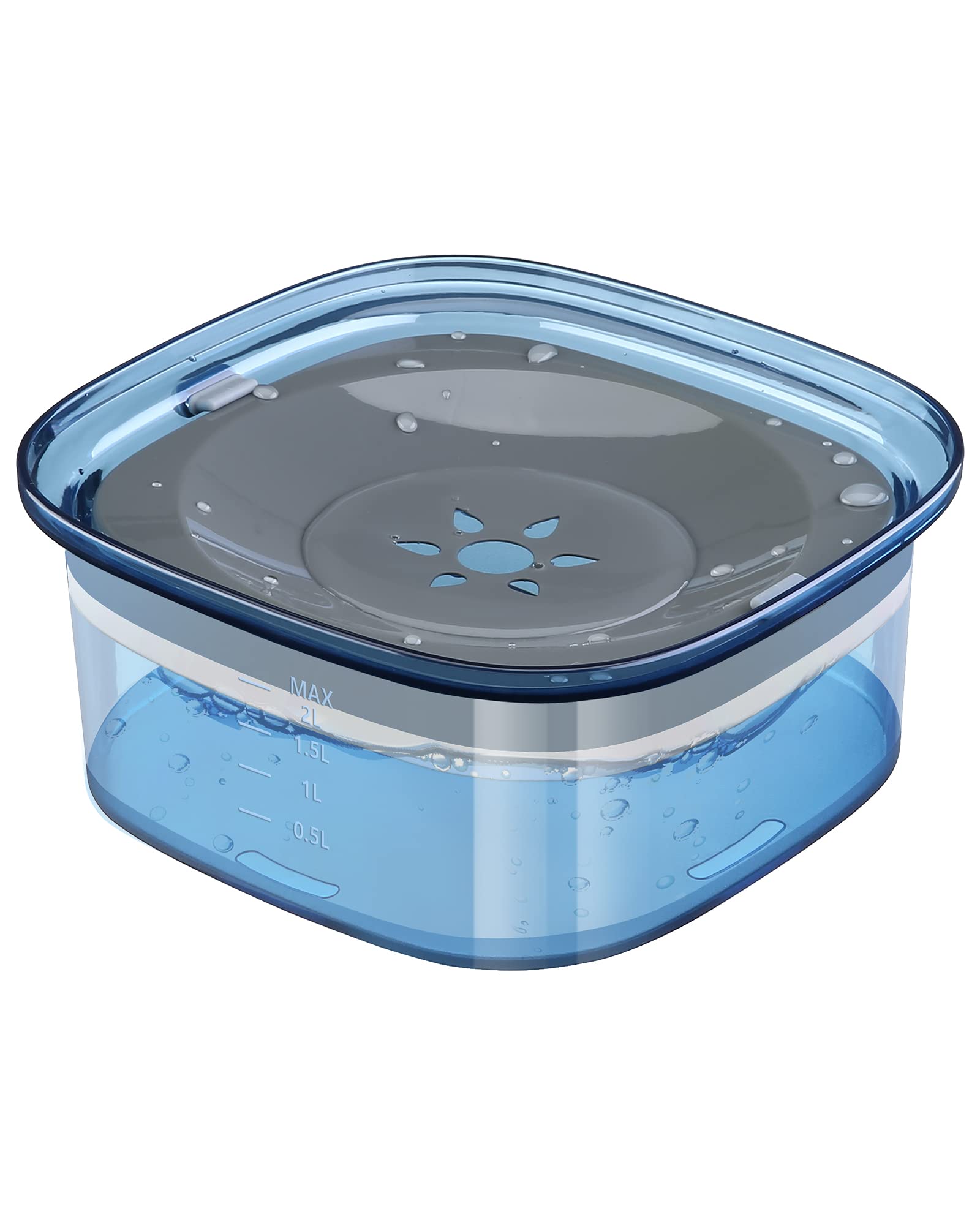 PETTOM Dog Water Bowl No Spill Splash Free Pet Floating Bowl, No Mess Dogs Water Bowls Slow Drink for Dogs Pets, 2L Large Capacity (Blue)