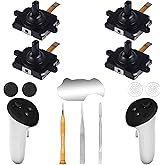 Ikpek 4 Pack Joystick Replacement Kit for Meta Quest 3 Controller(12 in one), Repair Kit for Oculus Quest 3Controller, Include 4 Joysticks, 4 Thumbstick Grips, T5 Screwdriver, Tweezer, Pry Tool