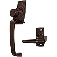 Ideal Security Push-Button Screen Door Handle with Inside Latch, Brown (2-Piece Set)