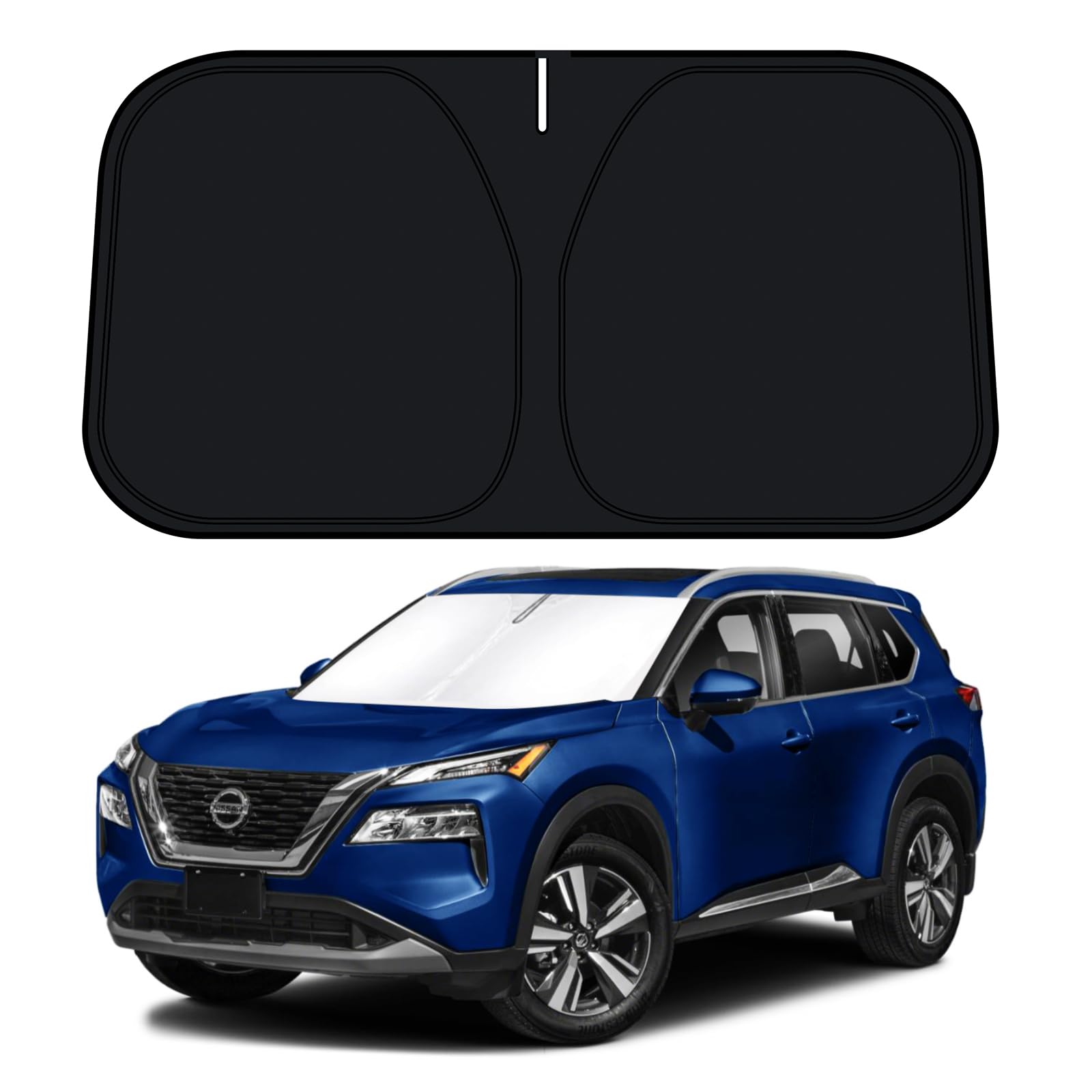 Photo 1 of D-Lumina Windshield Sun Shade for 2021-2025 Nissan Rogue 3rd Gen Accessories (Not for Rogue Sport), Front Window Sunshade Sun Visor Protector Block UV Rays Heat, Foldable 2 Layers 210T Material