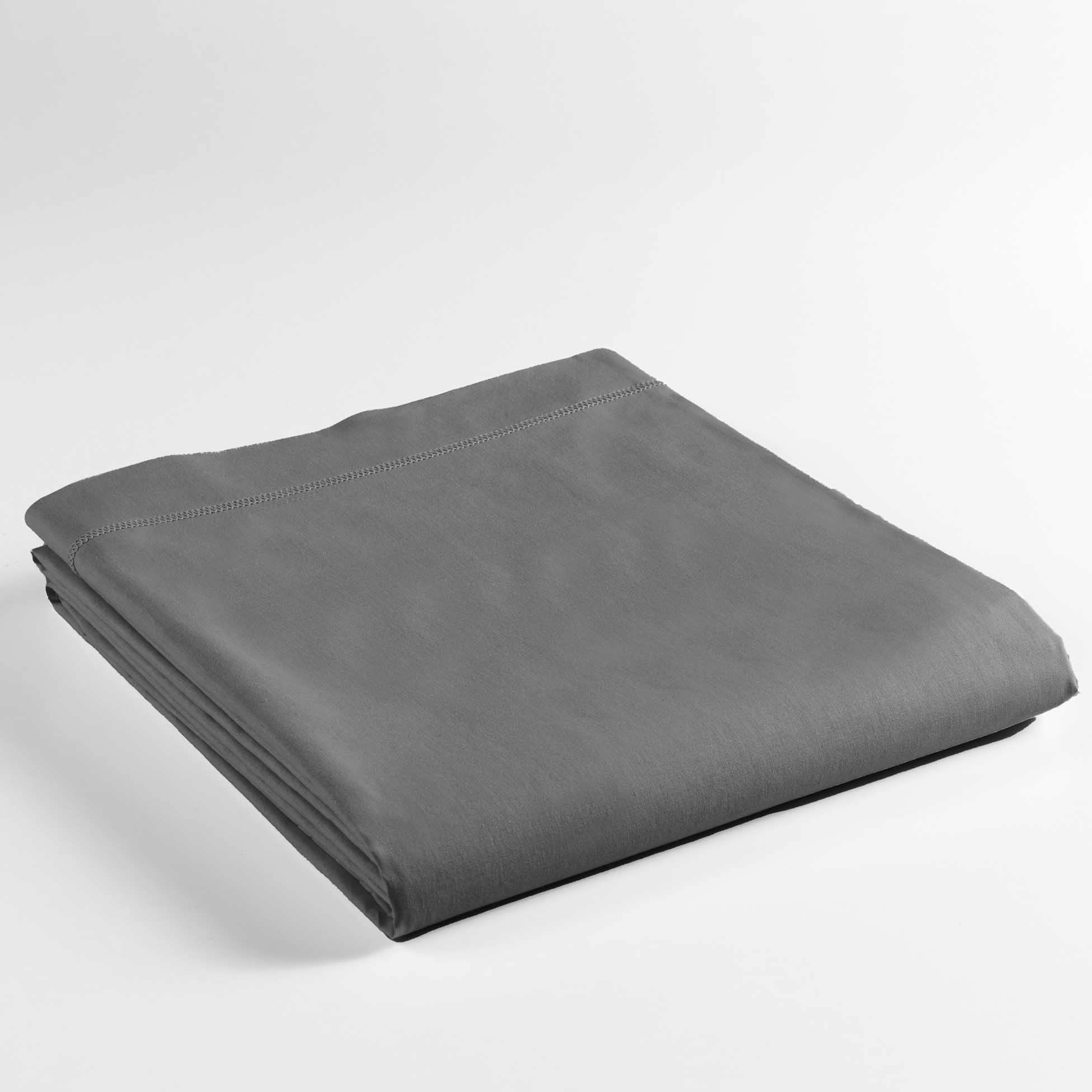 douceur d'intérieur, Flat Sheet (240 x 300 cm) Lina Anthracite, 100% Cotton
