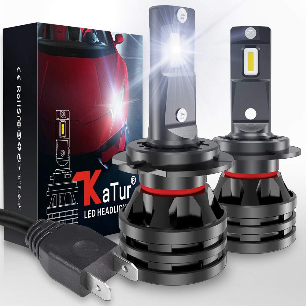 katur h7 led headlight bulbs extremely bright 12000 lumens mini design upgraded cree chips waterproof all in one led headlight conversion kit 55w 6500k xenon white 2 years waranty headlight bulbs amazon canada