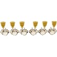 Musiclily Pro Vintage Style 3L+3R Guitar Locking Tuners String Tuning Pegs Keys Machine Heads Set for Les Paul Style Electric or Acoustic Guitar, Nickel with Cream Keystone Button