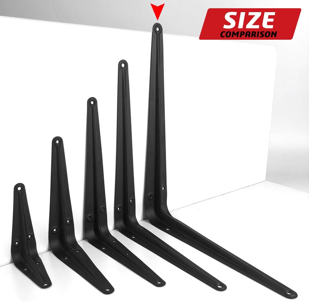 20 Pack Shelf Brackets 12 inch, Heavy Duty L Bracket Corner Brace Support, Metal Joint Angle Bracket for Hanging, Floating Shelves Bracket for Shelf with Screws: Home Improvement