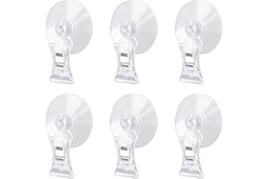 6pcs Aquarium Suction Cup with Clips, Clear Fish Feeding Tool Strong Veggie Feed Holder Plant Leaf Clip for Fish Tank Accesso