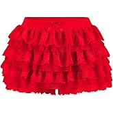 Women Y2K Lace Multi-Layered Bloomers, Lolita Ruffle Shorts, Sexy Short Pumpkin Pants, Elastic Waist Sweet Pettipants