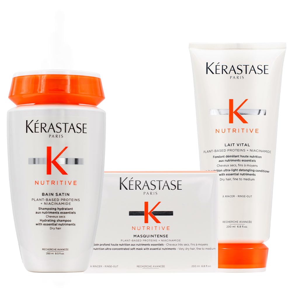 Kerastase Nutritive Bain Satin 250ml Masque Intense 200ml Lait Vital 200ml