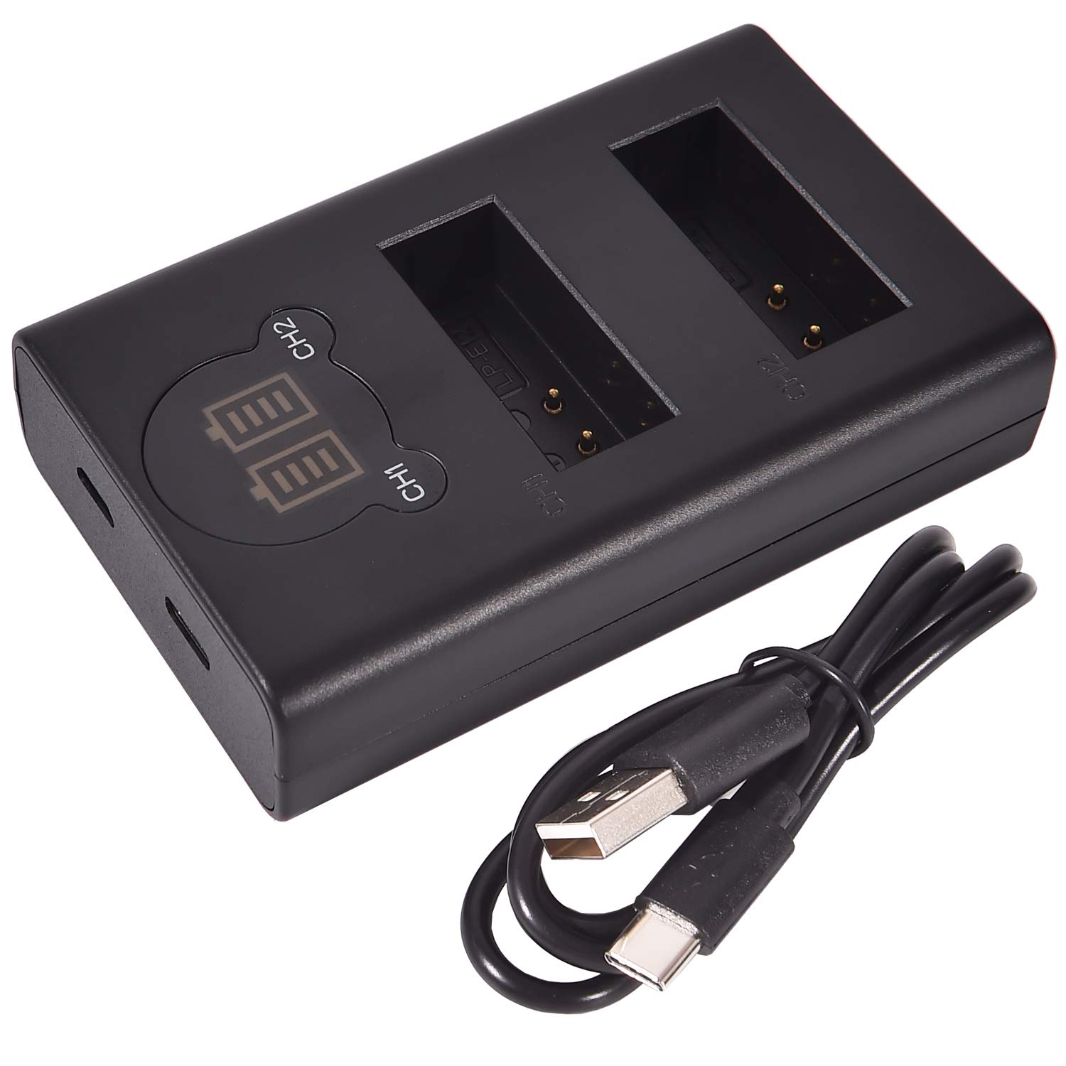 DSTE Dual USB Charger with LCD Display Compatible for LP-E12 and Canon EOS M, EOS 100D, EOS Rebel SL1, EOS Kiss X7 Digital Camera