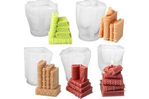 5Pcs Retro Book Silicone Candle Mold 3D Book Scented Candle Making Mold for Home Decor