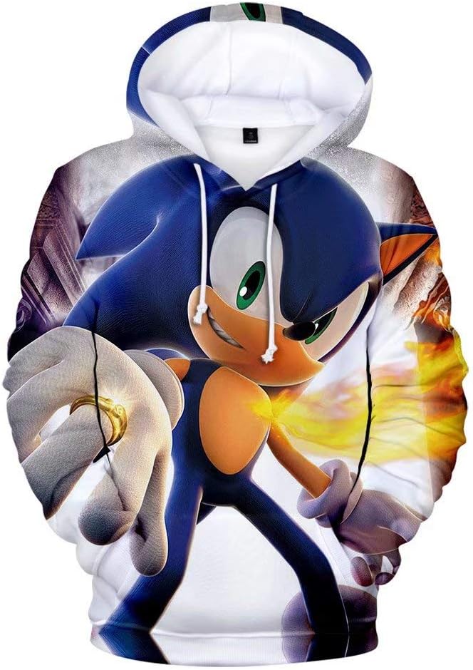 Sonic The Hedgehog Hoodie 3D Printed Hooded Pullover Sweatshirt Men Women Boys Girls Pullover Sweatshirt