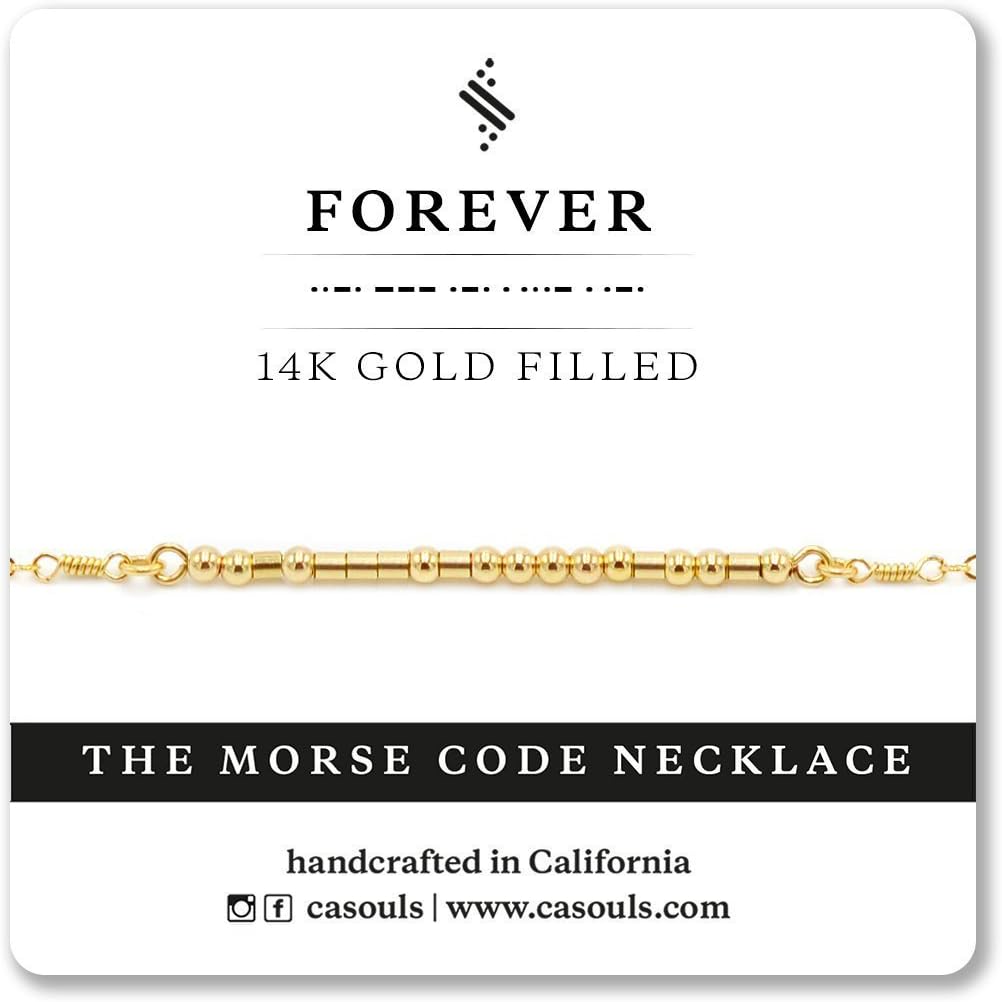 FOREVER Morse Code Bracelet or Necklace in Sterling Silver, 14k Gold Filled, Handmade Jewelry for Girlfriend, Wife, Anniversary Gift