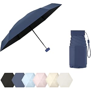 erised's bifrost Mini Travel Folding Umbrella, Small Compact and Lightweight/Wide Umbrella Strap/Flat Handle/Sun Rain/UPF 50+